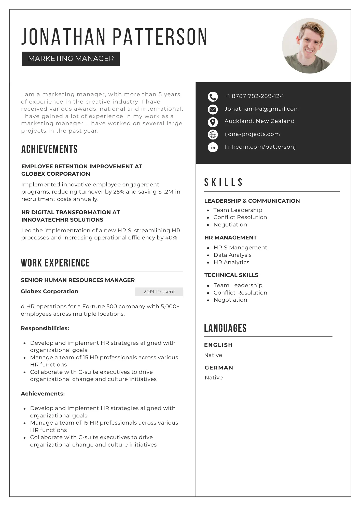 Resume Template Dubai