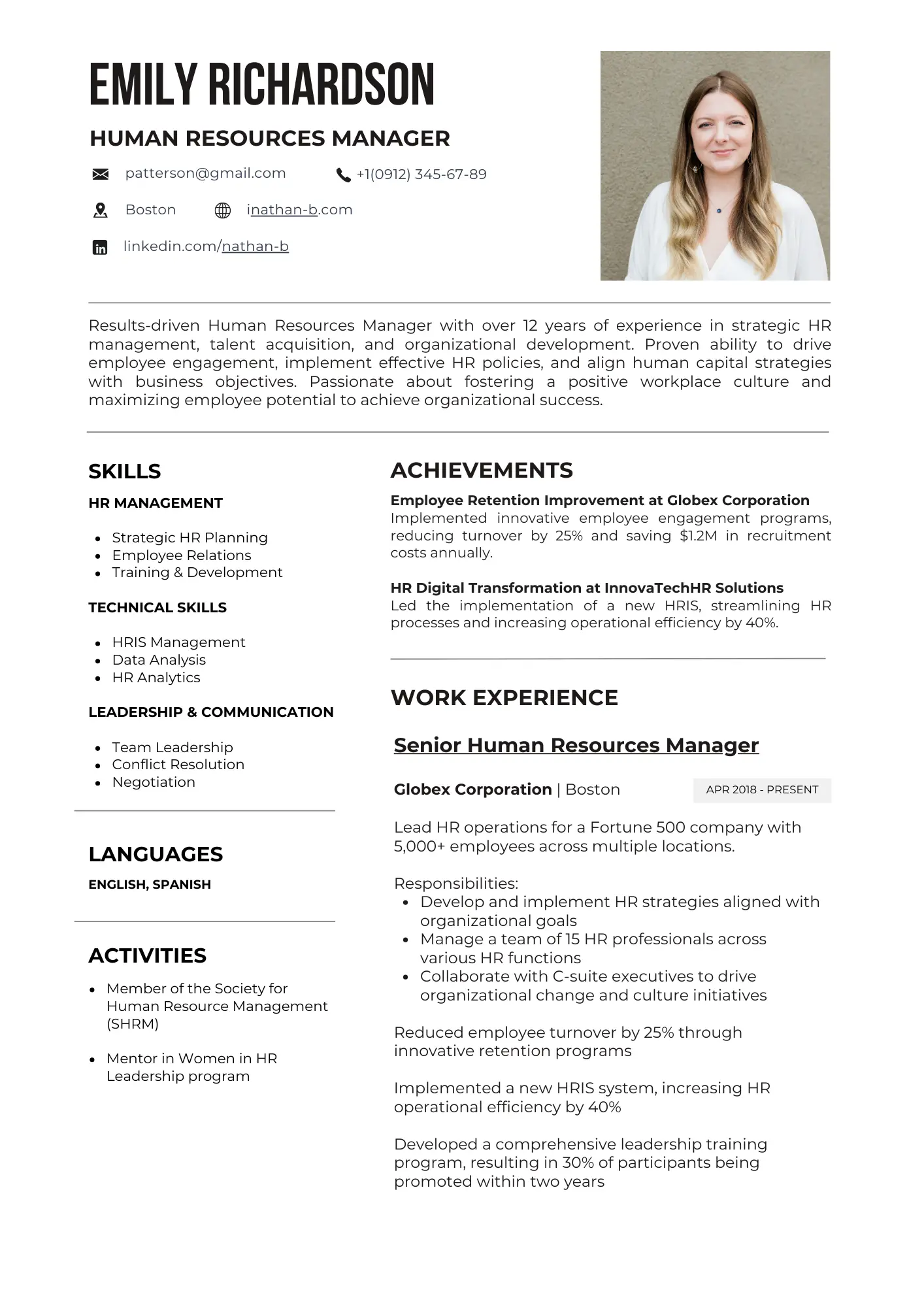 Resume Template Ottawa